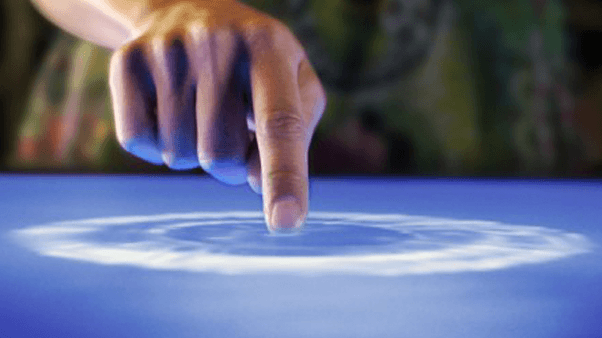 A finger touching a touchscreen